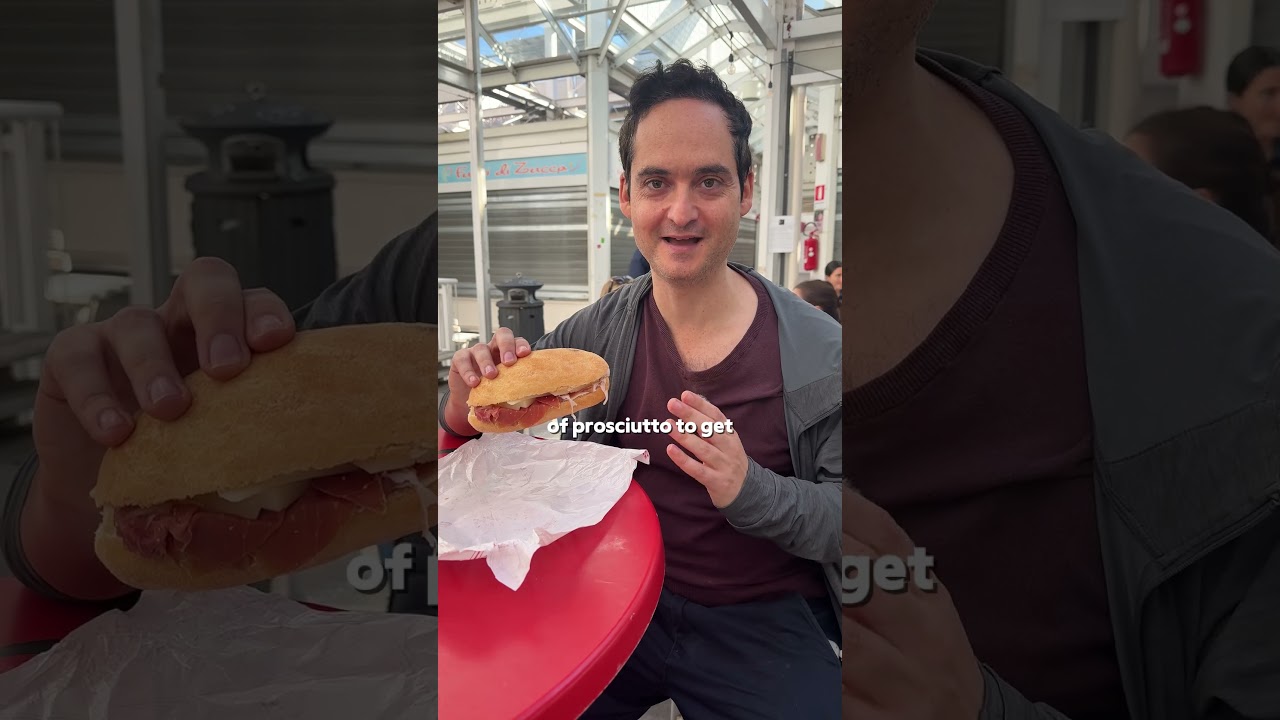 I grabbed a €4 prosciutto sandwich at a market in Italy