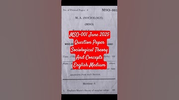 MSO-001,June 2025,question paper english medium#ignou#exam#sociology#questionpaper#june#2025##Shorts