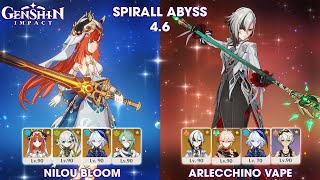 Nilou Bloom and Arlecchino Vape | Genshin Impact | New Spirall Abyss 4.6