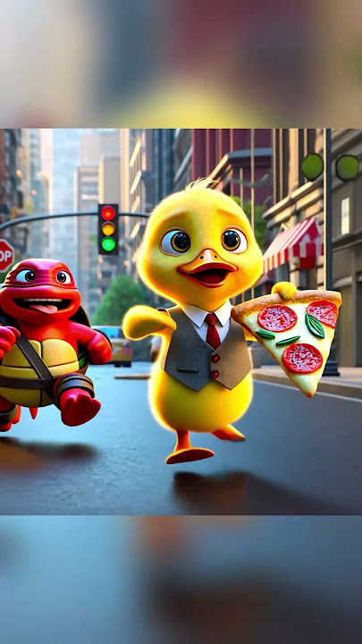 Duckling Has Super Delicious Pizza  #duck #shorts #cartoon #animation