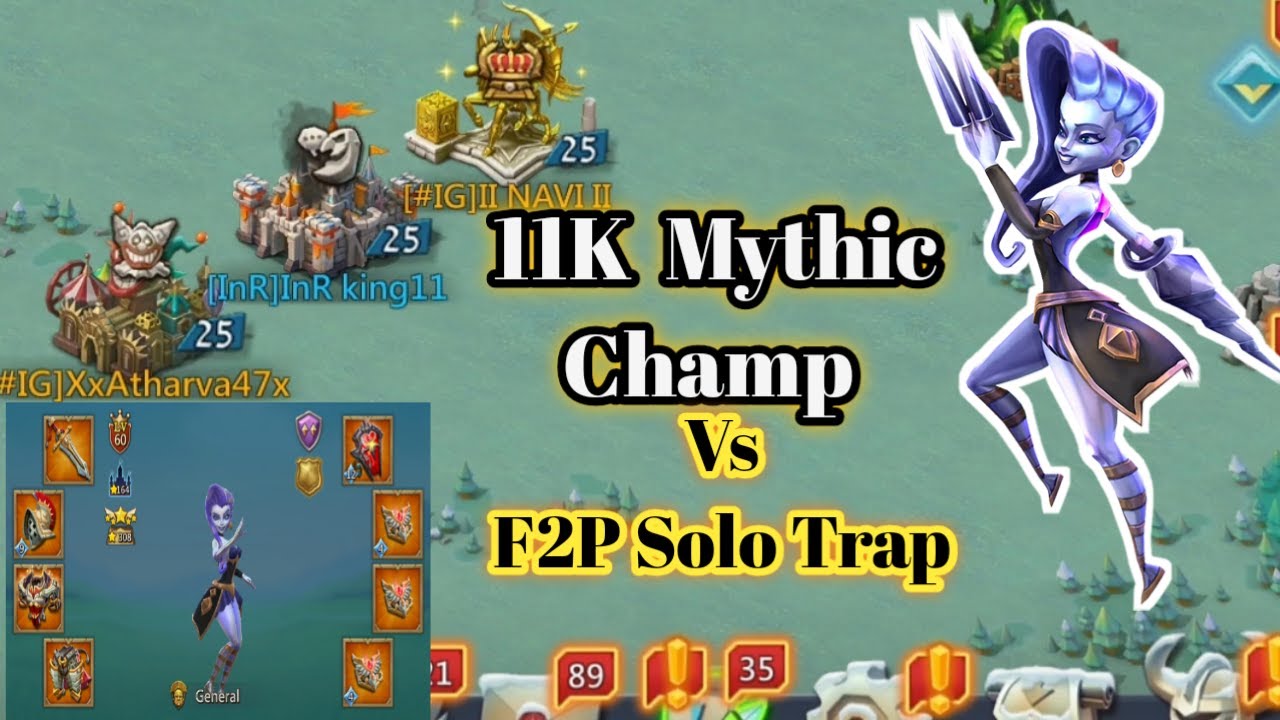 Lords Mobile F2P Solo trap VS Mythic Champ 11k in Lords mobile Gameplay ...