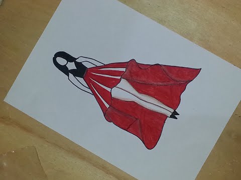 stylish-red-color-designer-dress-design-step-by-step-drawing