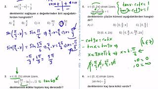 12. Sınıf Matematik Kazanım Kavrama Test 15 Trigonometri Çözümler