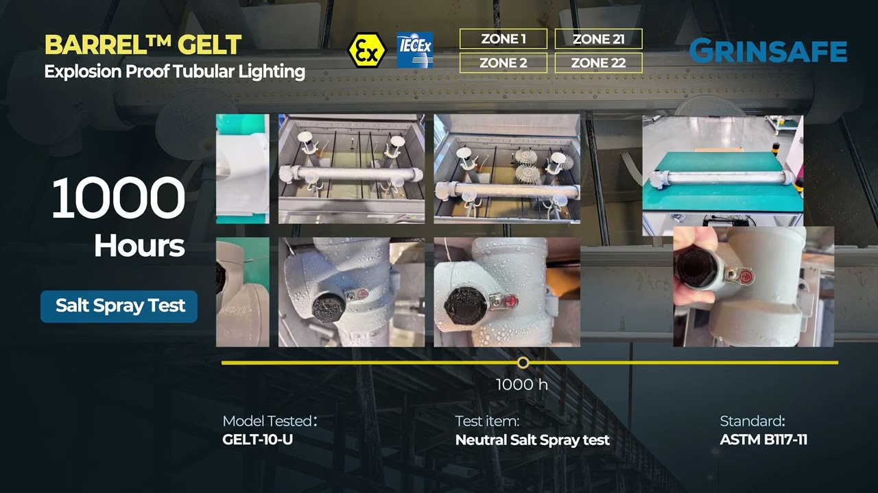 GELT Series Explosion Proof Tubular Lighting 1,000-Hour Salt Spray Test