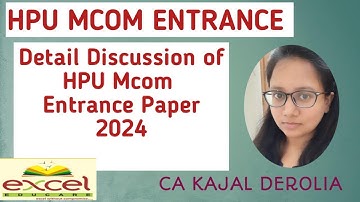 HPU M.com Entrance Question Paper & Answer of 2024 | M.Com Entrance Exam 2024 | Answer Key |