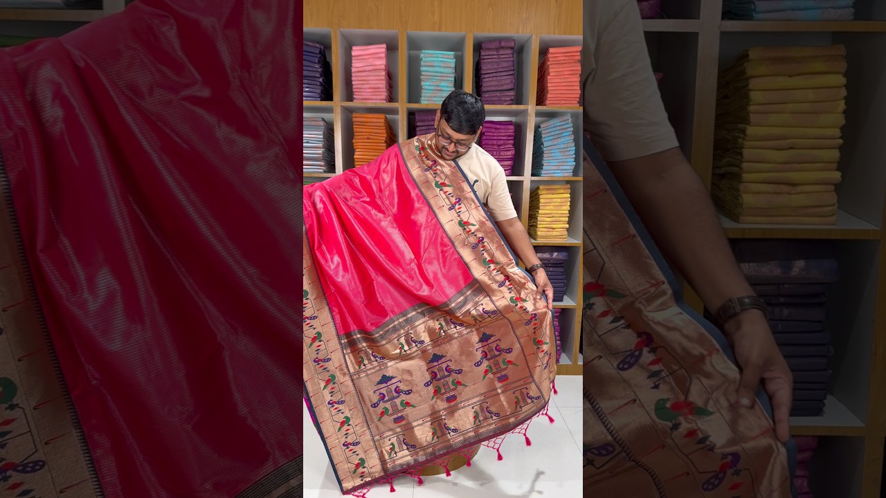 Banarsai Peacock & Parrot Weaving Paithani Saree