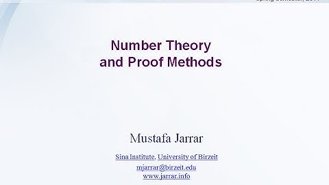 Jarrar: Number Theory and Proof Methods: Introduction