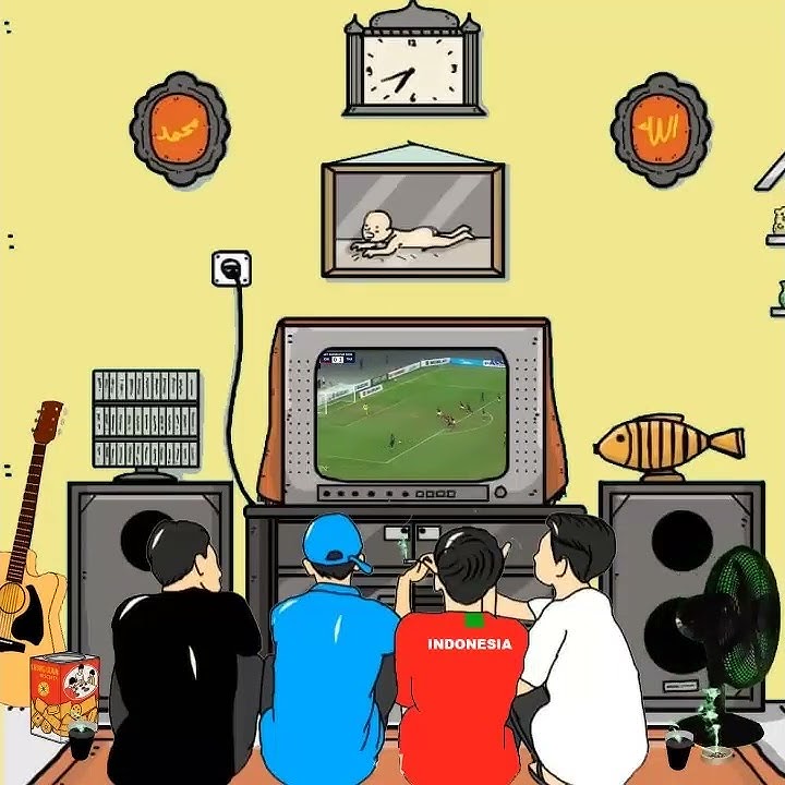 Animasi Nonton TV Timnas Indonesia
