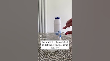 Picking up ice cubes with string