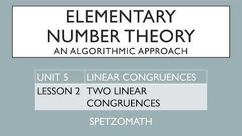 05-02: Two Linear Congruences