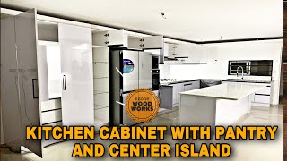 PAANO GUMAGAWA NG KITCHEN CABINET NA MAY PANTRY AT CENTER ISLAND (Glossy White)