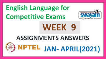 English language for Competitive Exams Week 9 Solutions | Week 9 Assignment  |(Jan-Apr2021)| NPTEL