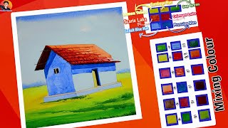 Easy and simple process of drawing rural house |Easy way to paint the house |step by step colouring