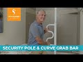 Stander security pole and curve grab bar  tensionmounted transfer pole and bathroom grab bar