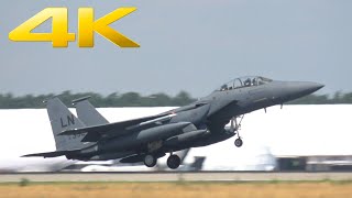 4K | US air force F-15 takeoff at Berlin-Brandenburg airport after ILA Berlin 2022