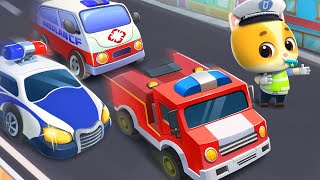 fire truck police car ambulance learn vehicles colors song kids song mimi and daddy