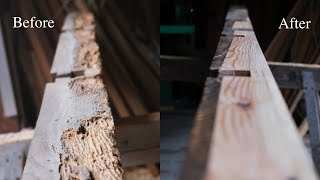 Repairing Damaged Wood Beams 傷んだ木材の修理［埋木作業］