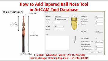 ArtCAM Tool Database में Tapered Ball Nose Tool कैसे Add करें | GSZone CNC Tips. #gszone #cncdesign