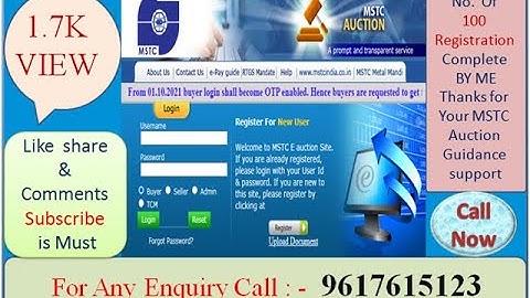 How to registration on MSTC and how to open / create MSTC account