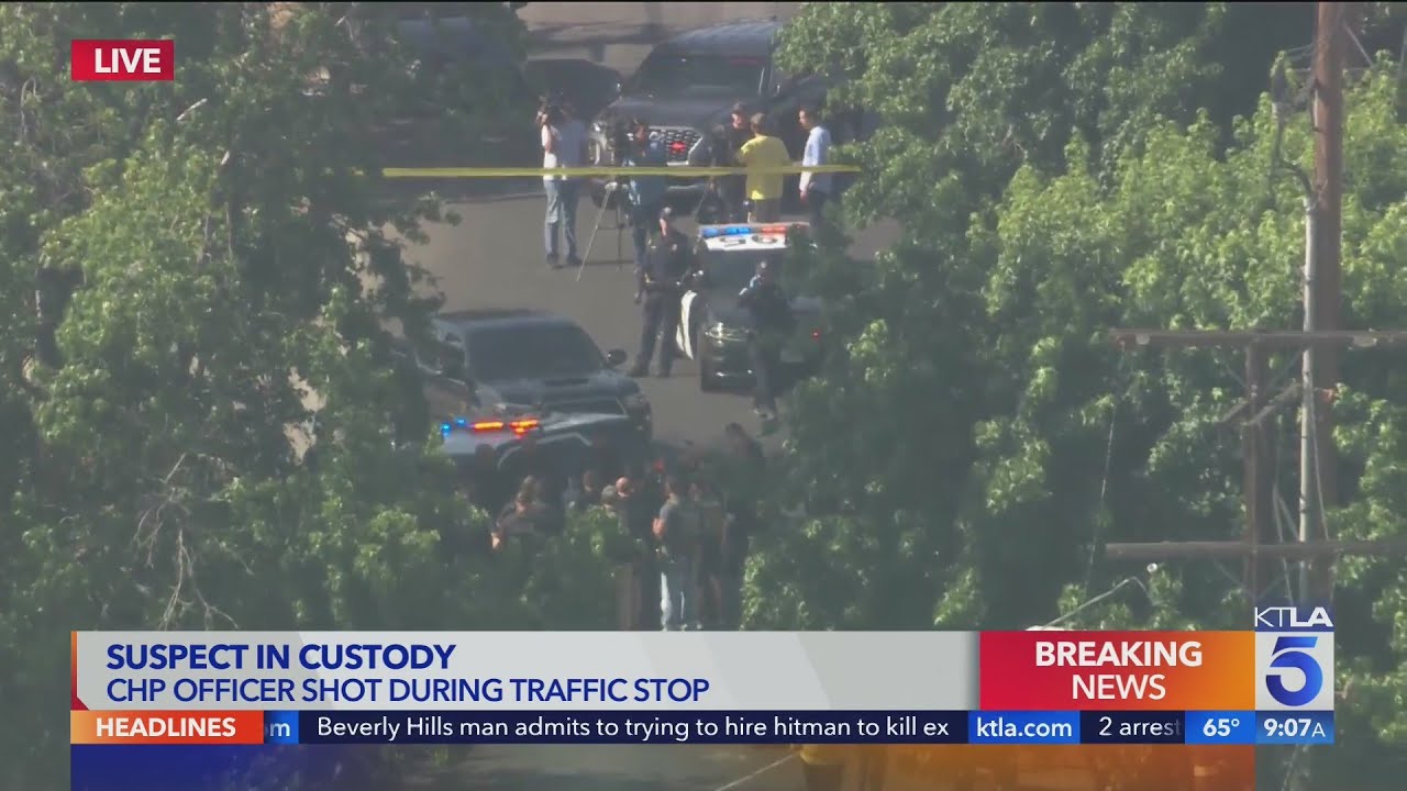 Suspect in custody after CHP officer shot during traffic stop - YouTube