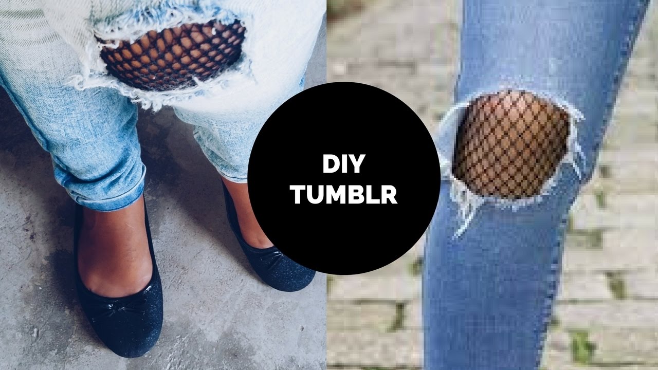 calça jeans rasgada com meia arrastão