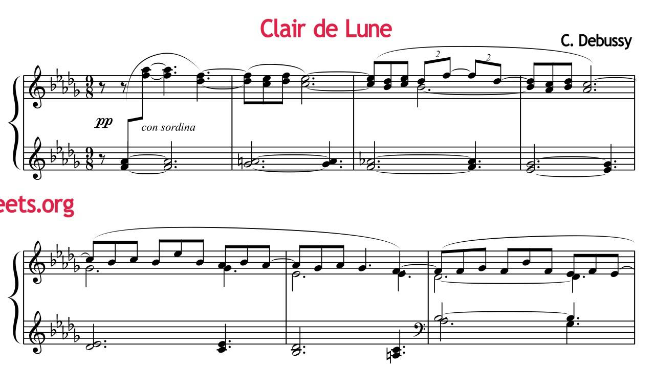 Claude Debussy - Clair de lune piano solo (free music ...