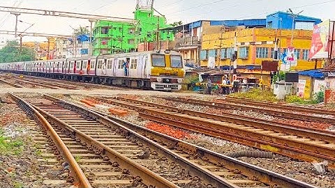 Modern ICF Emu Local Train meets  conventional local train Crossing.