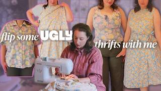 Flipping “ugly” thrift finds instead of buying fast fashion | a summer sewing vlog