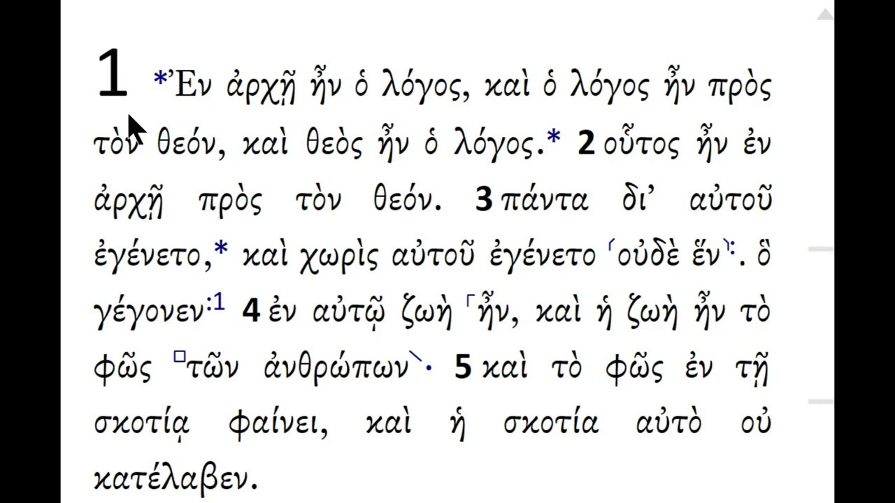 Learning Biblical Greek Reading Practice John 115 Bible Reading