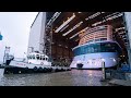 Odyssey of the Seas gets towed out of her building hall |4K