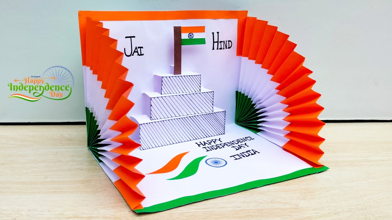 Independence day pop up greeting card making // Handmade independence day special card ideas