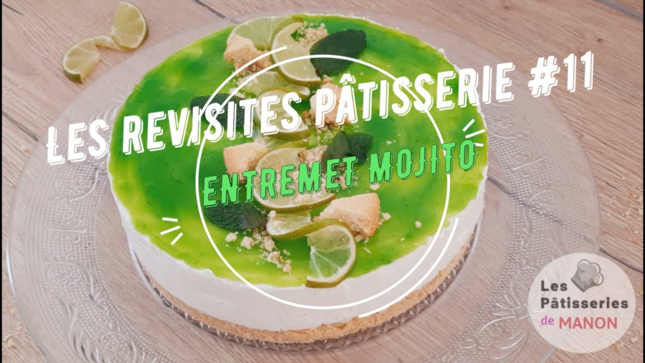 Les pâtisseries de mama - L'intérieur de l'entremets « Cherry mojito »  🍒🍃🍋 ! Insert confit cerises Insert crémeux citron Mousse à la menthe  Biscuit madeleine Recette en story permanente sur Instagram