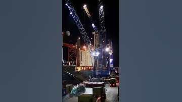 Massive Heavy Duty Dock Cranes Loading Containers Aboard Mega Container Ship
