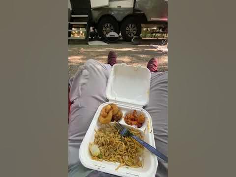 Its not glamping until you Uber Eats Panda Express to the wilderness 😮