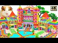 100 Days Building Love Hotel With Heart Pool PlayGround for Cute Pets From Magnetic Balls