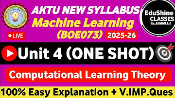 Machine Learning Unit 4 One shot BOE073 AKTU | Computational Learning Theory Unit 4 Machine Learning