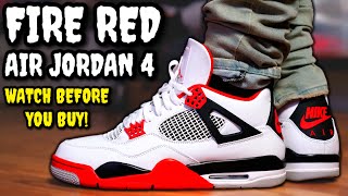 fire red 4s on feet