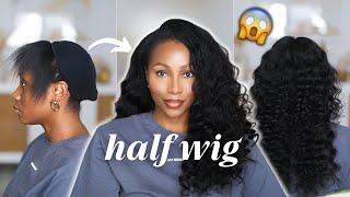 HOW I GET BIG NATURAL CURLY HAIR AT HOME | HERGIVENHAIR HALF WIG, NO GLUE, NO LACE