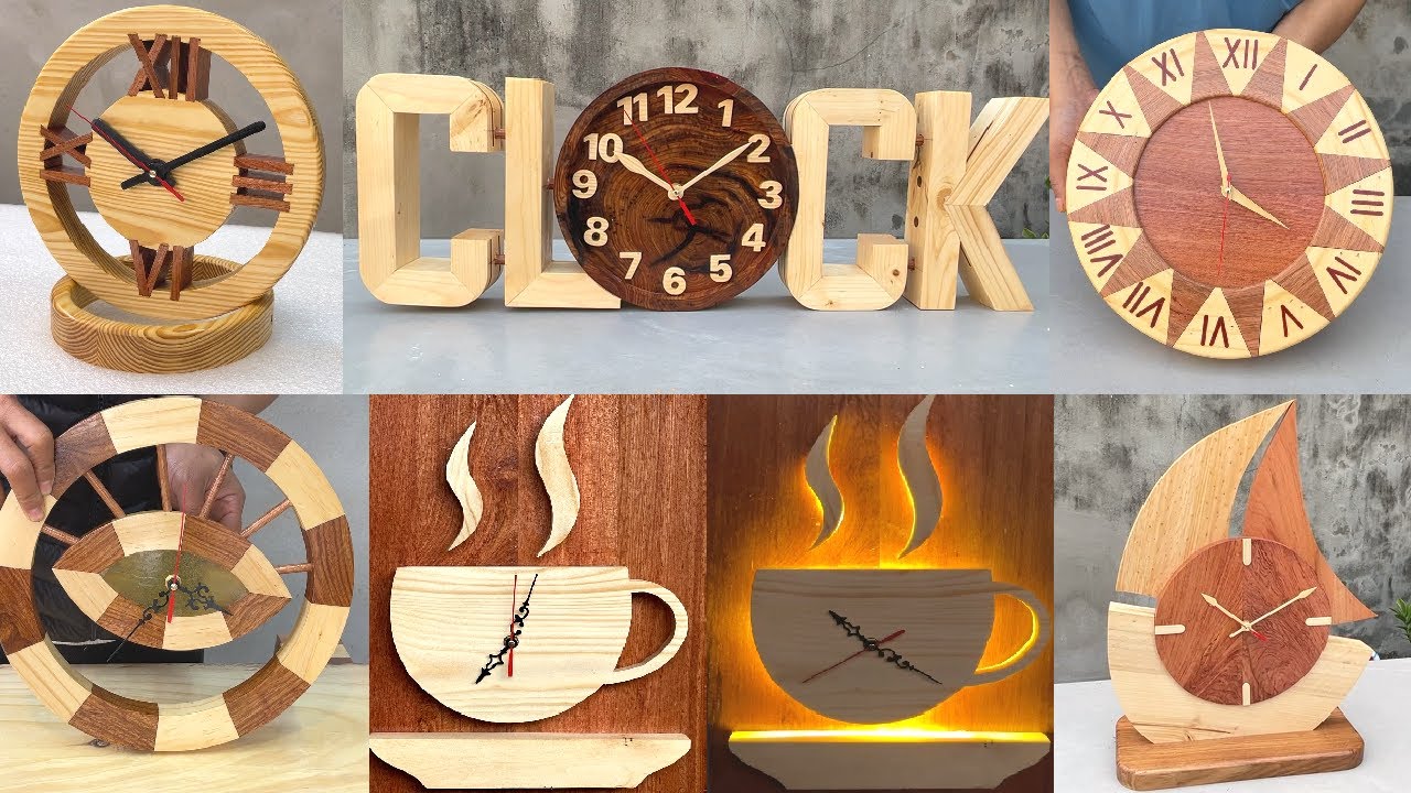6 Beautiful Wooden Clock Models Never Seen Before //// DIY Simple Art Wooden  Clock At Home. 