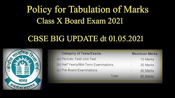 Policy for Tabulation of Marks Class X Board 2021
