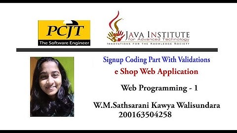 eShop web application | SignUp Process and Validation part | Java Institute