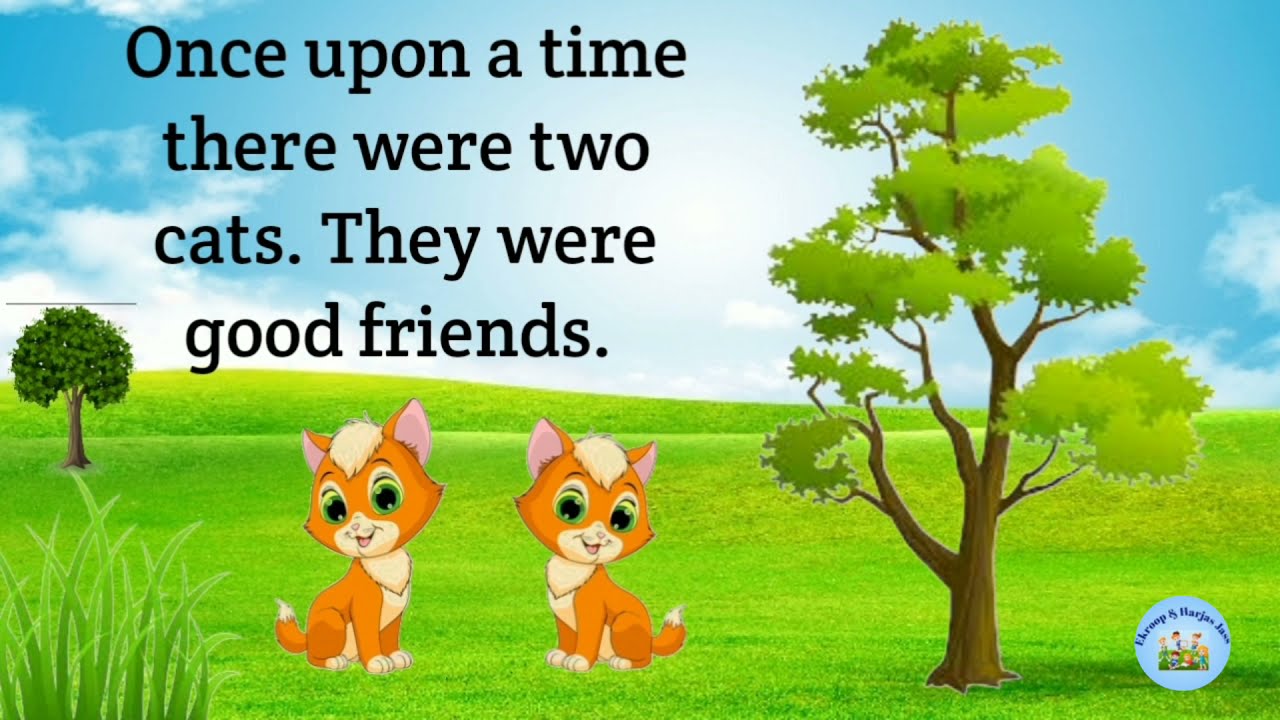 ⁣The two cats and a monkey story l short story in English for kids l