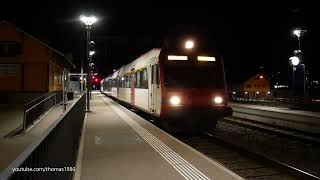 Nächtliche Zugsichtungen beim kleinen Bahnhof Safenwil, Kanton Aargau, Schweiz 2022