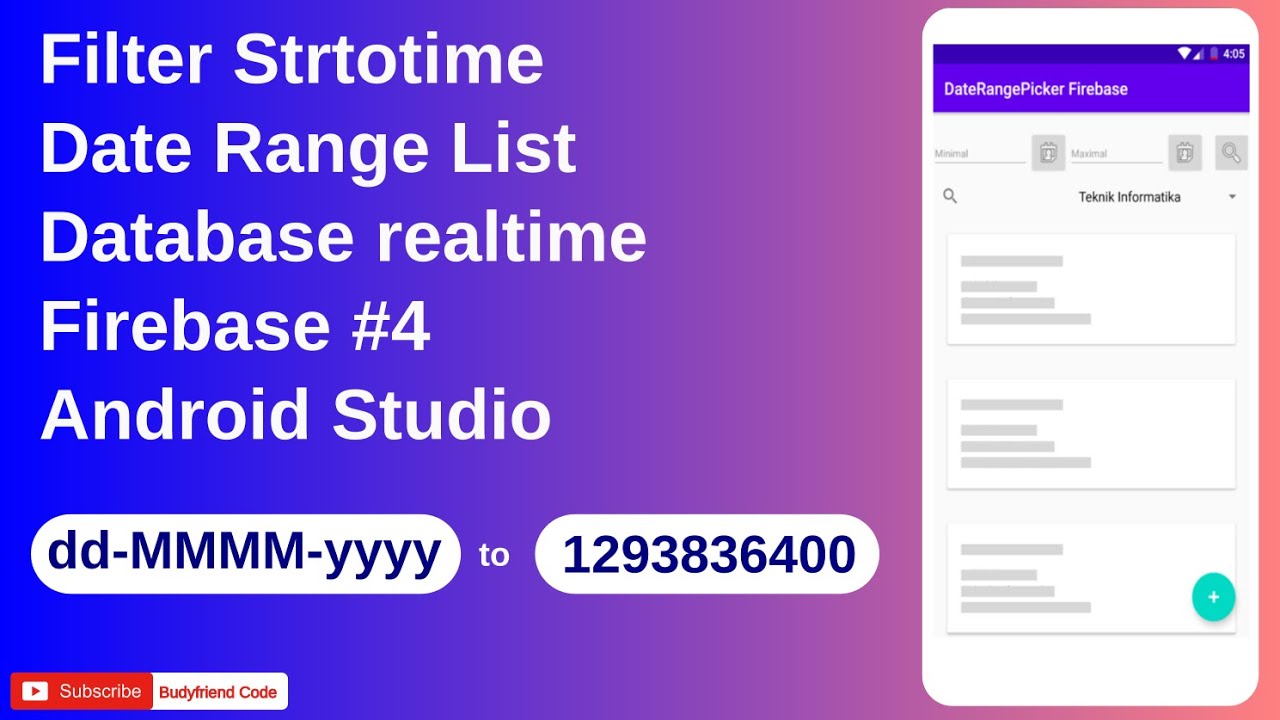 strtotime  2022 New  Filter Strtotime Date Range List Database realtime Firebase #4 Android Studio