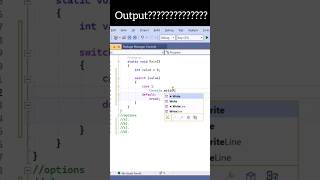 Switch/case Csharp code | what will it print? #shorts #coders #programming #coding