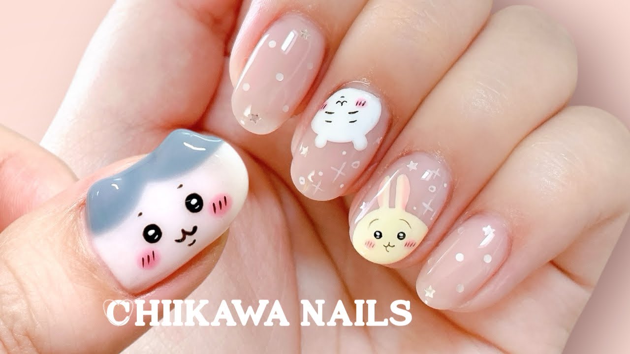 Chiikawa Nails 🤍 Trendy sideways nails in a Hachiware version