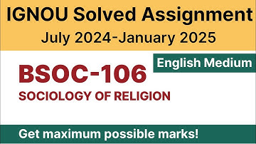 IGNOU BSOC 106 Solved Assignment 2024-25 PDF Download | English Medium | Vidyamojo