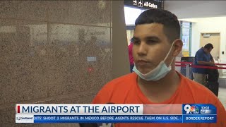 Migrants spend the night at El Paso International Airport waiting for flights