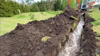 DRAINING 10 ARES POND TILL THE BOTTOM. STUCK EXCAVATOR.