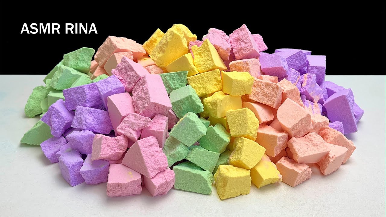 ASMR baking soda colorful chunks